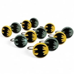 Batman Superhero Bat Emblem Shower Curtain Hooks Set of 12 Bathroom Decor